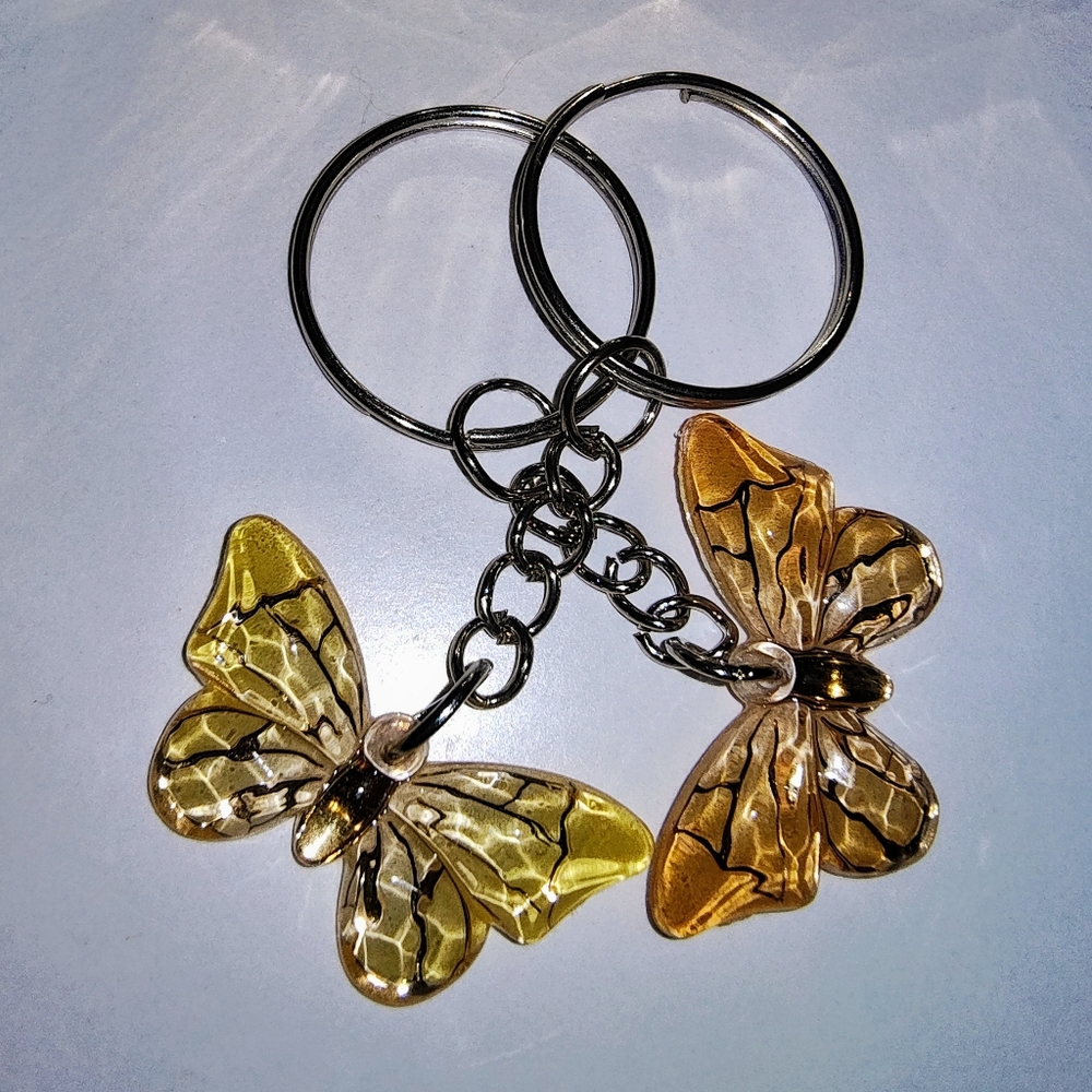 2-Pack Assorted Butterfly Keychains, Acrylic Cute Butterfly Key Rings